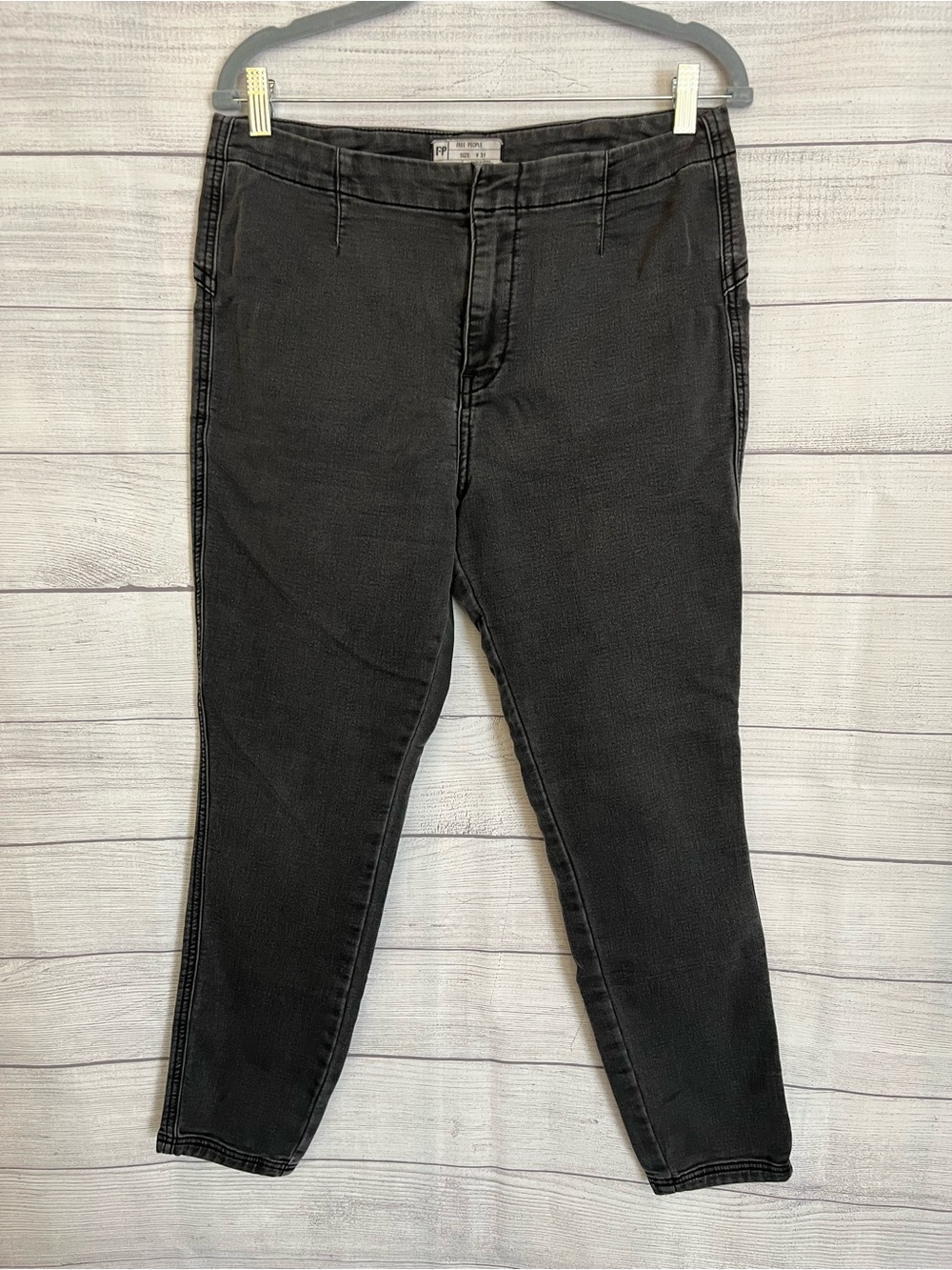 Free People | Washed Black High-Rise Skinny Jeans